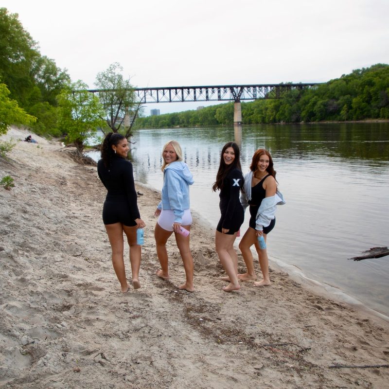 Group on the river beach